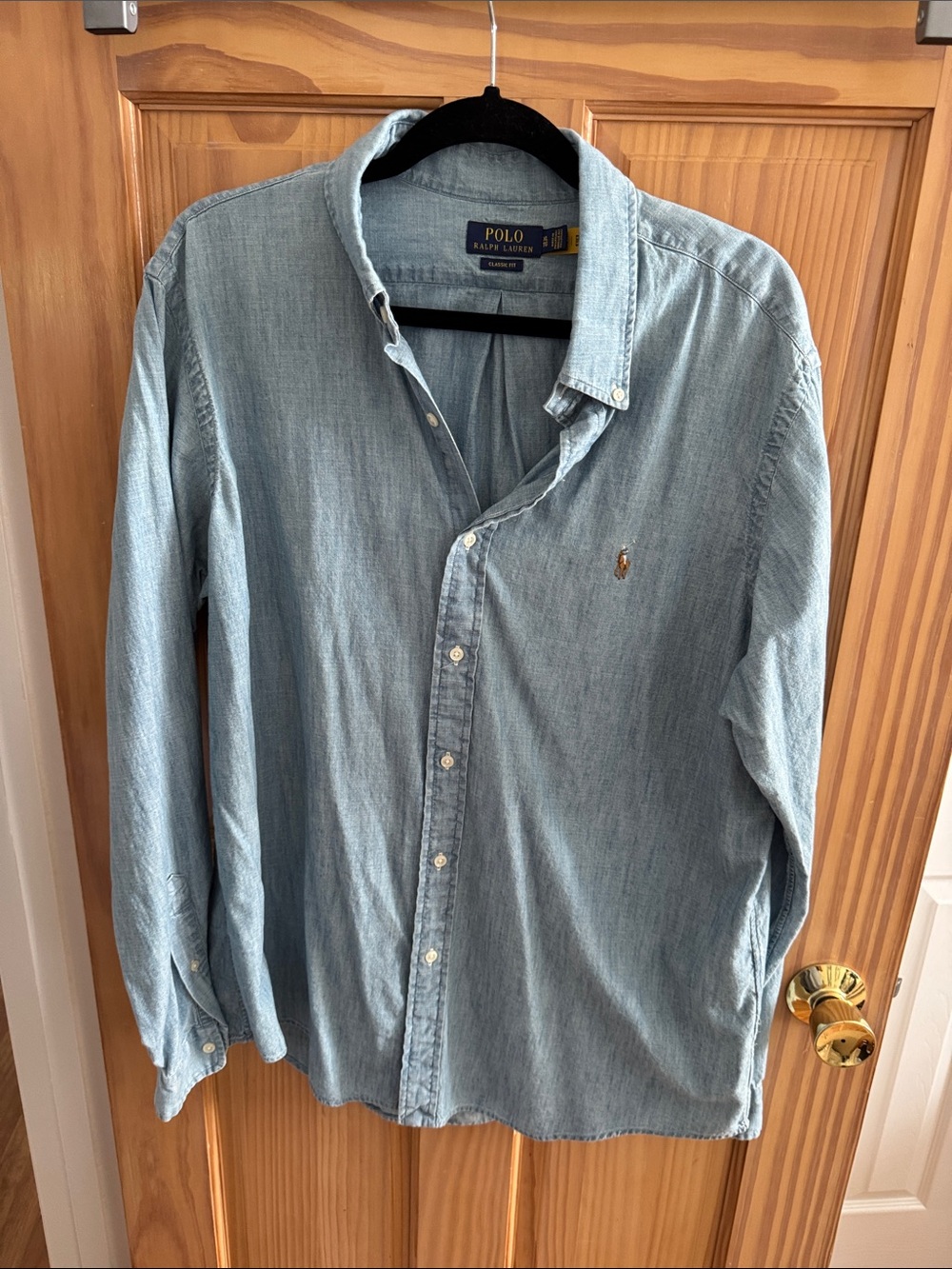 Polo by Ralph Lauren Light Blue Denim Button-Down Shirt with Embroidered Pony